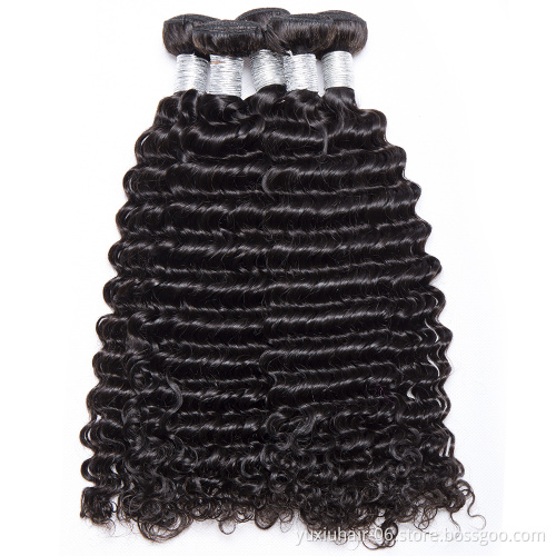 Deep Wave Brazilian Hair Weave Bundles  100% Human Hair Wave Natural Thick Remy Hair  Extensions